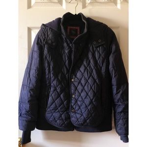 DARK BLUE PUFFER JACKET w/ detachable hood